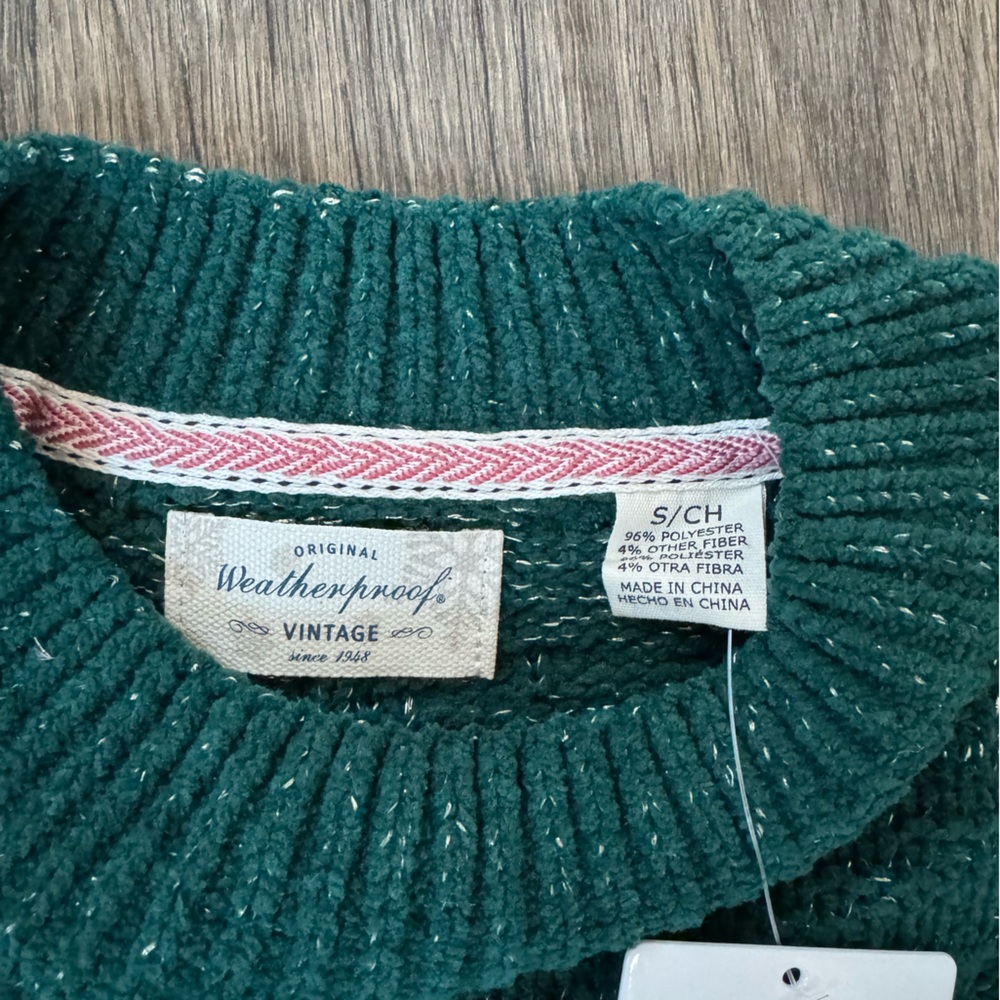 NWT Original Weatherproof Vintage Women’s Green Crewneck Sweater - Picture 3 of 5